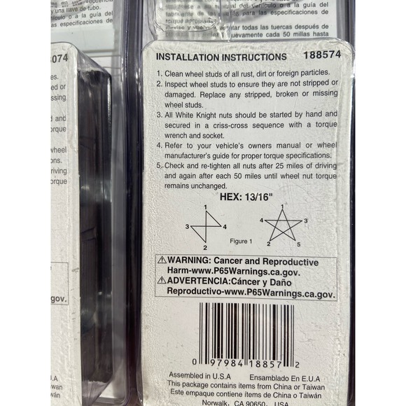 Assorted White Knight Lugnuts Set of 4 - Retail Value Over $100 - Picture 10 of 11